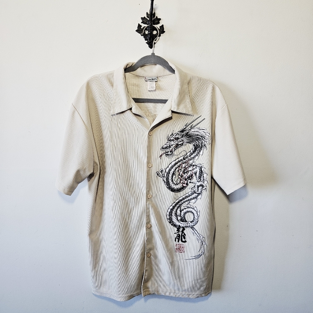 Vintage 90's Bizzo Dragon Shirt Size XL Y2K Streetwear Button Up - Picture 2 of 4
